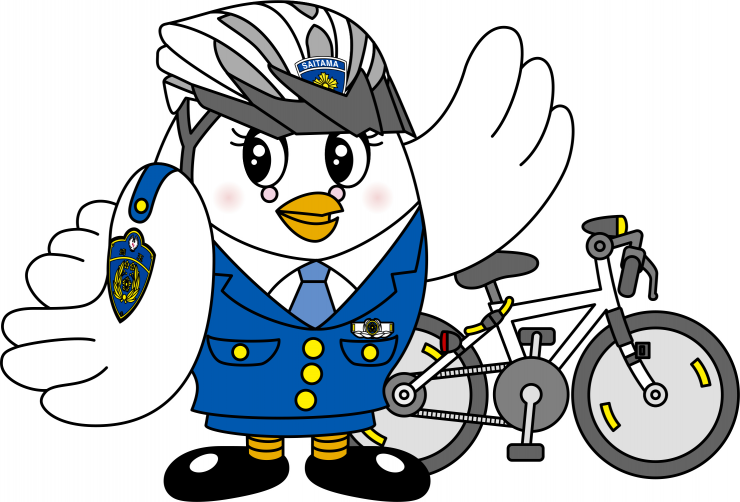 自転車ヘルメット着用のポポ美ちゃん