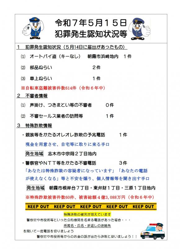 5月15日犯罪発生認知状況