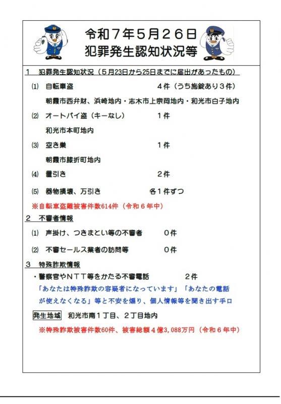 5月26日犯罪発生認知状況