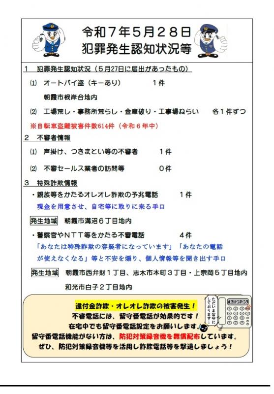 5月28日犯罪発生認知状況
