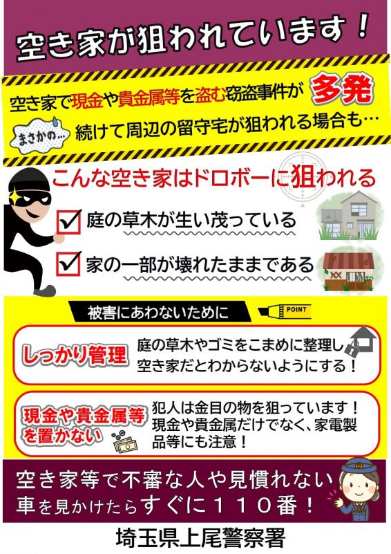 空き家が狙われています！
