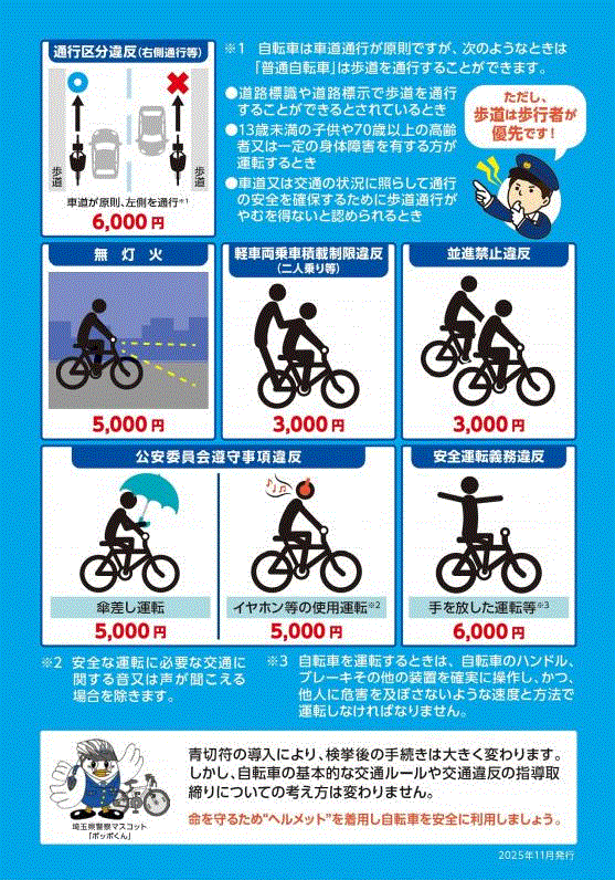 自転車の違反に青切符が導入チラシ裏