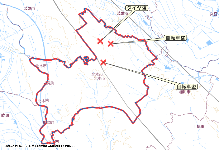 北本市　地図　3月30日から
