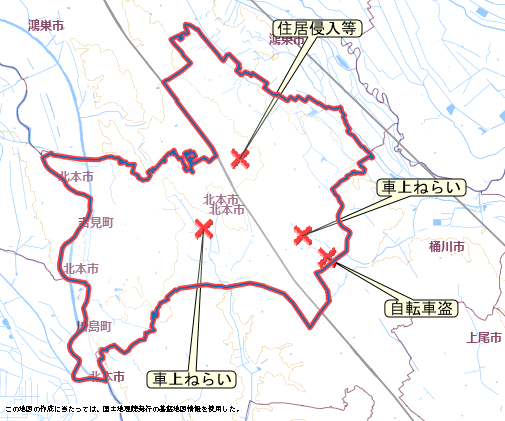 北本市　地図　8月24日から