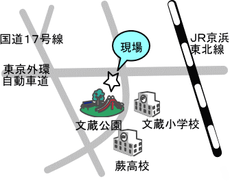 事件が起きた場所の地図