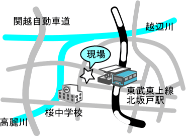 事件が起きた場所の地図