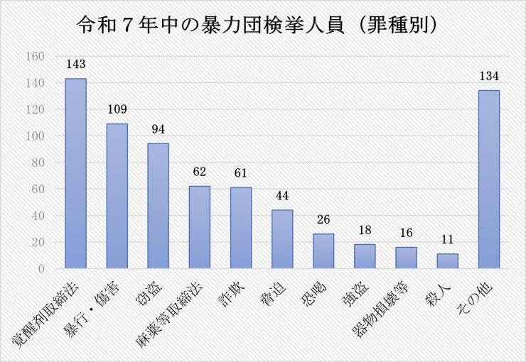 令和7年検挙人員（罪種別）